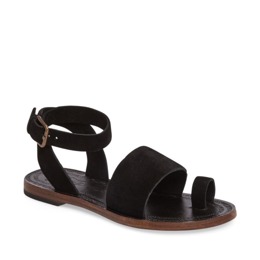 Free People Torrence Sandals Black Gladiator Flat Wrap Ankle Hippie Gypsy - Picture 1 of 8